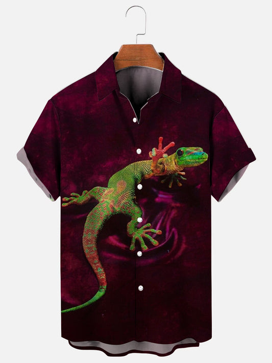 Men's Gecko 3D Print Casual Short Sleeve Shirt