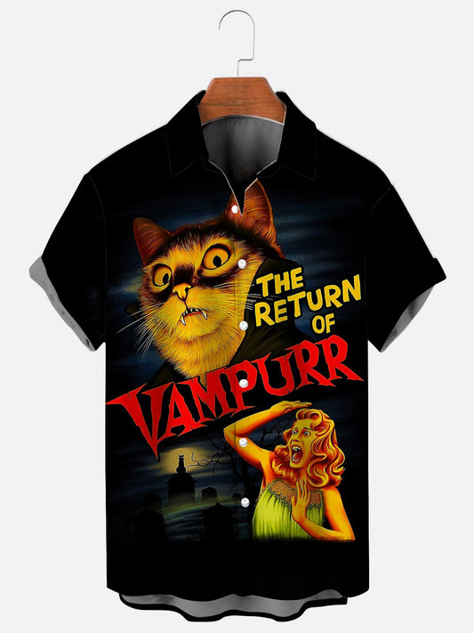 Men's Return of the Vampire Vintage Poster Print Hawaiian Short Sleeve Shirt