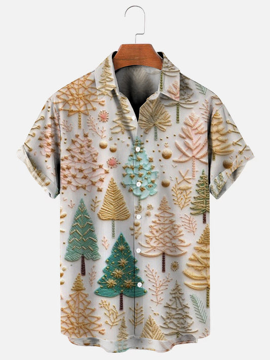 Christmas Tree Art Print Short Sleeve Shirt