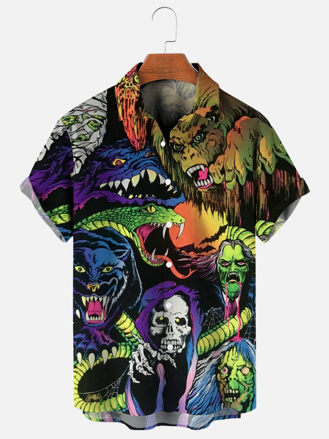 Nightmare Vintage Halloween Print Short Sleeve Shirt