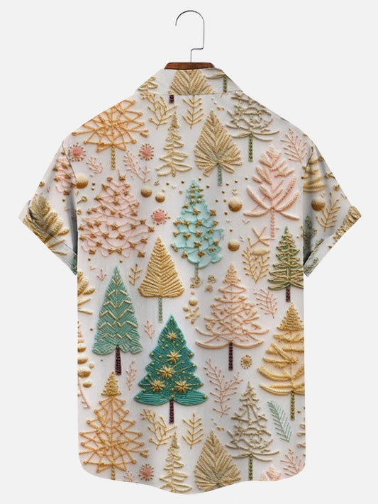 Christmas Tree Art Print Short Sleeve Shirt