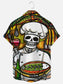Men's Skull Chef Print Casual Short Sleeve Shirt