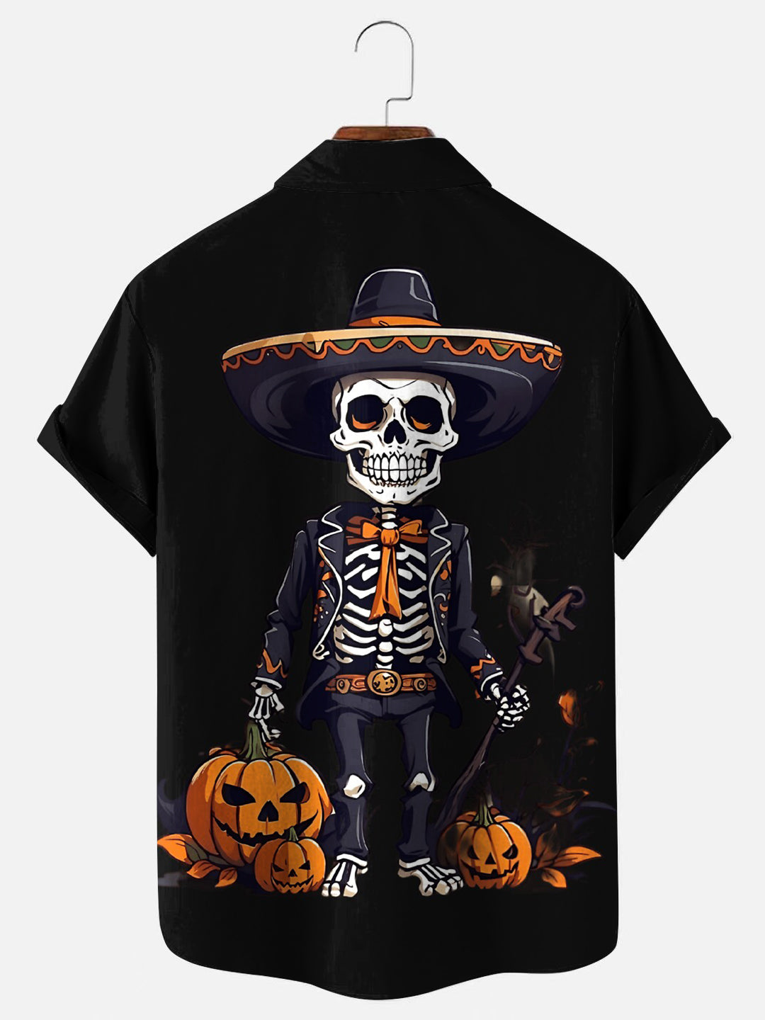 Men's Skull Halloween Mexican Art Print Holiday Short Sleeve Shirt