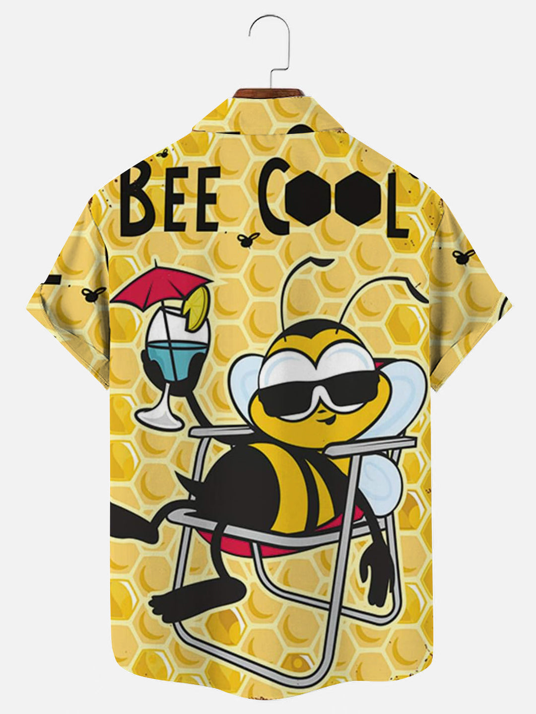 Bee Cool Retro Print Hawaiian Short Sleeve Shirt