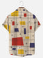 Men's Retro Mid-Century Modern Mondrian Style Art Print Hawaiian Short Sleeve Shirt