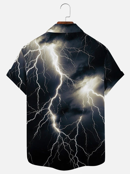 Men's Lightning Print Hawaiian Short Sleeve Shirt