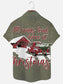 Christmas Red Truck Print Casual Short Sleeve Shirt