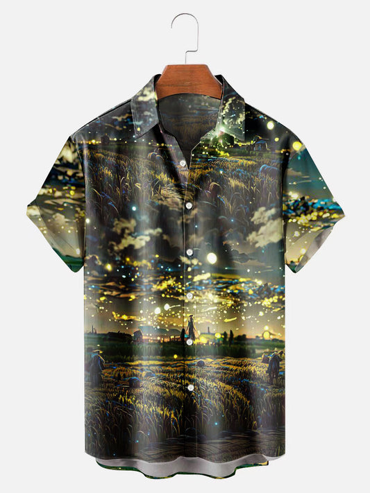 Men's Vintage Van Gogh Art Short Sleeve Hawaiian Shirt