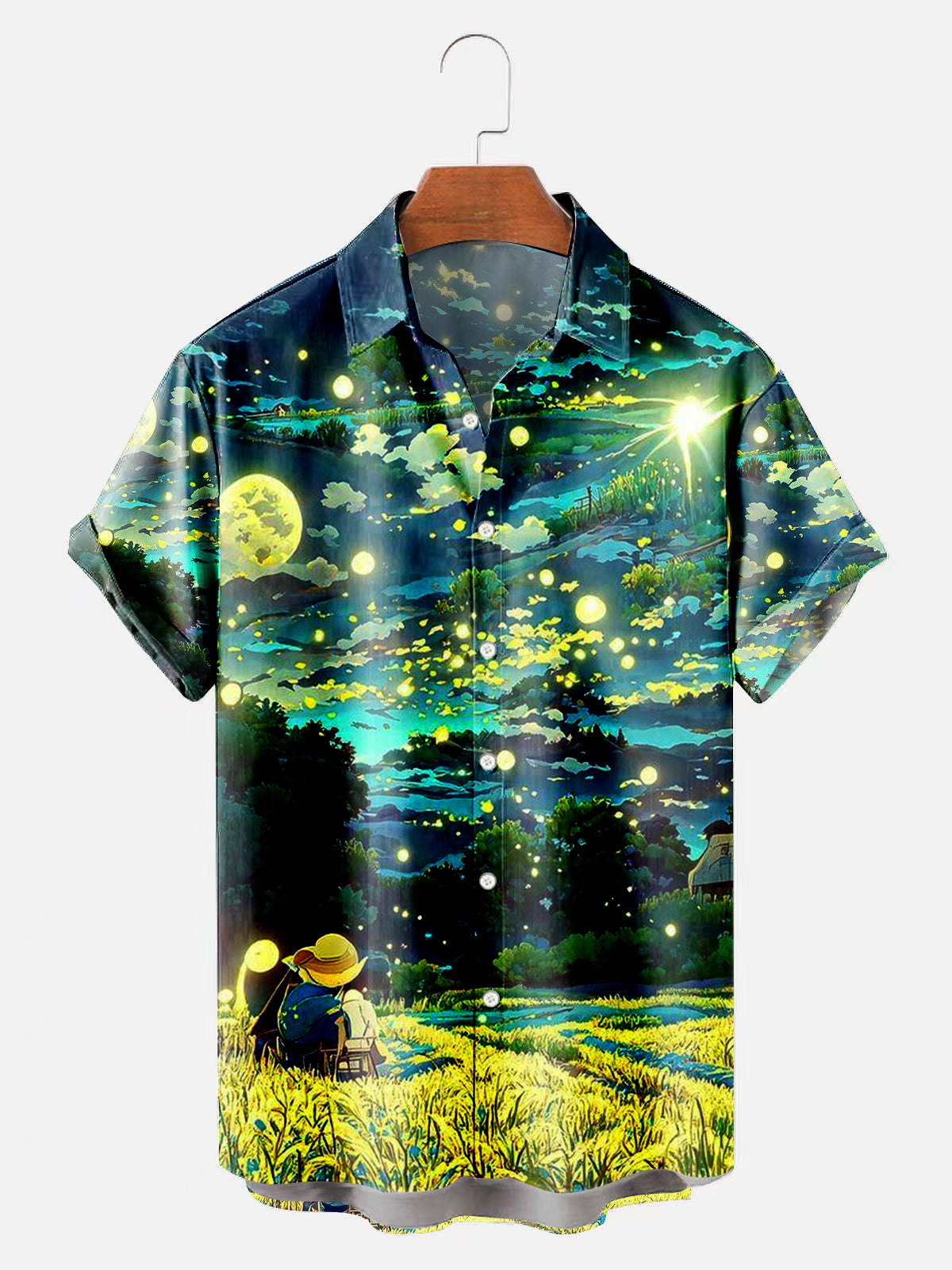 Men's Vintage Van Gogh Art Short Sleeve Hawaiian Shirt