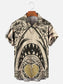 Men's Hawaiian Vintage Jaws Print Short Sleeve Shirt