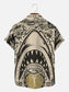 Men's Hawaiian Vintage Jaws Print Short Sleeve Shirt