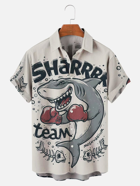 Men's Boxing Shark Hawaiian Short Sleeve Shirt