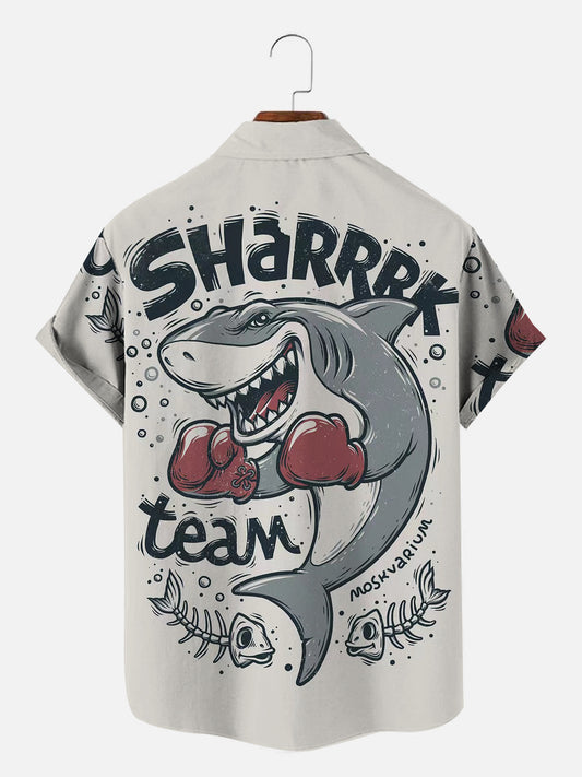 Men's Boxing Shark Hawaiian Short Sleeve Shirt