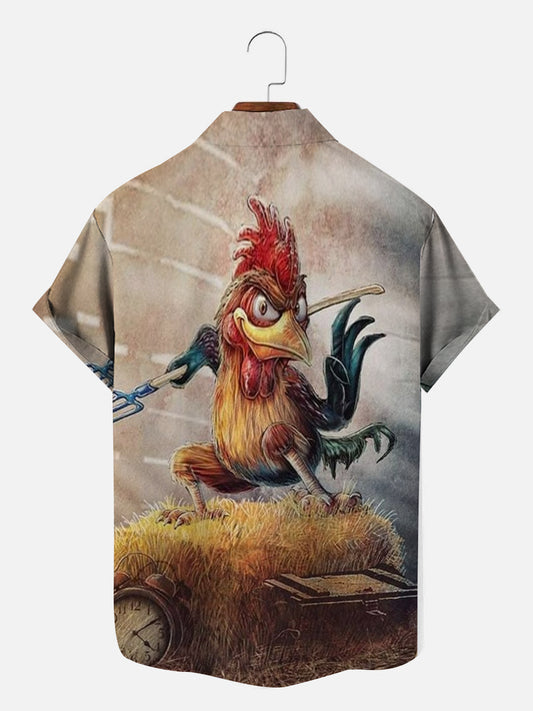 Men's Kung Fu Rooster Casual Shirt