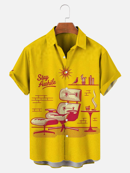Men's Mid Century Vintage Hawaiian Short Sleeve Shirt