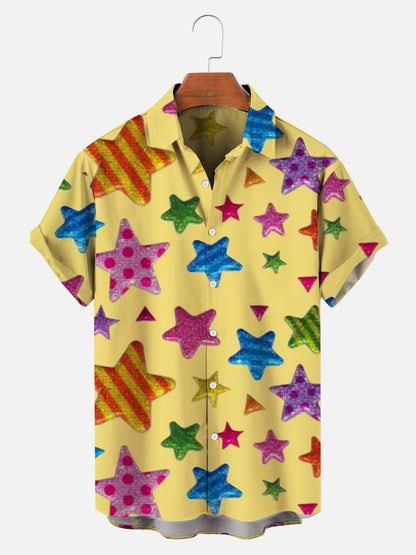 90's Men's Vintage Stars Hawaiian Short Sleeve Shirt