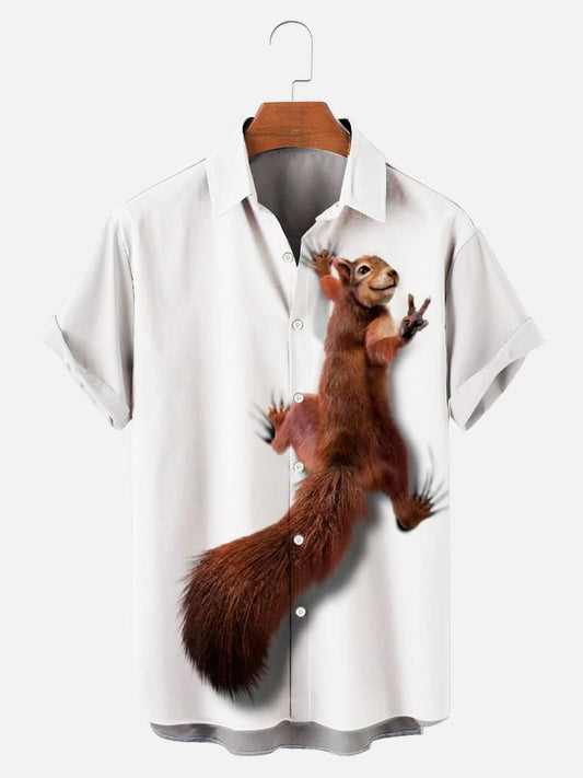 Men's Squirrel Animal Fun Short Sleeve Shirt
