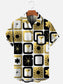 Men's Retro Charming Gold Print Casual Pocket Short Sleeve Shirt