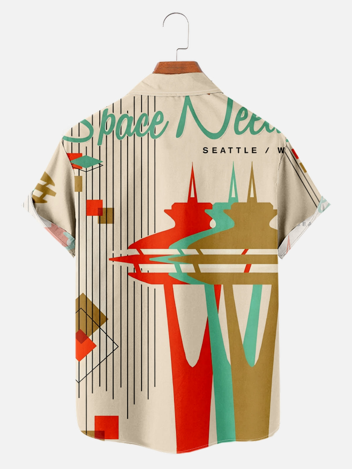 Vintage Medieval Space Needle Print Short Sleeve Shirt