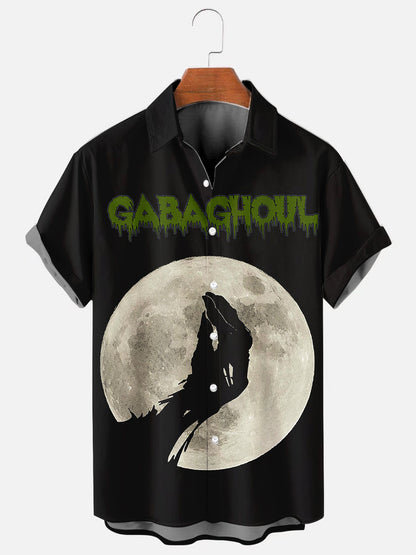 Men's Gabaghoul Fun Hand Moon Holiday Casual Short Sleeve Shirt