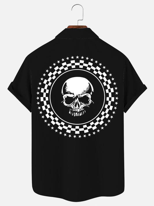 Men's Fashion Skull Print Casual Short Sleeve Shirt