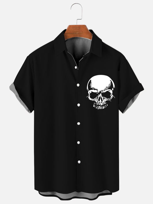 Men's Fashion Skull Print Casual Short Sleeve Shirt