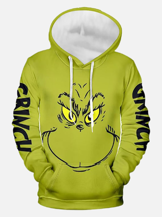 Christmas Grinch Green Monster Print Hoodie