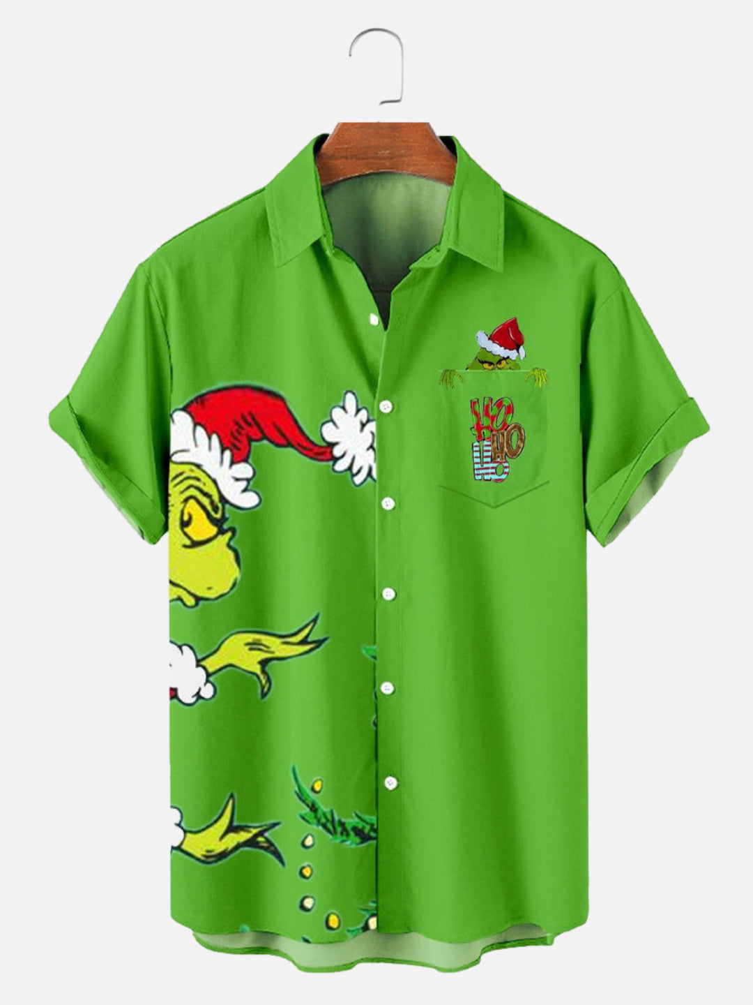 Grinch Christmas Print Men's Short Sleeve Shirt