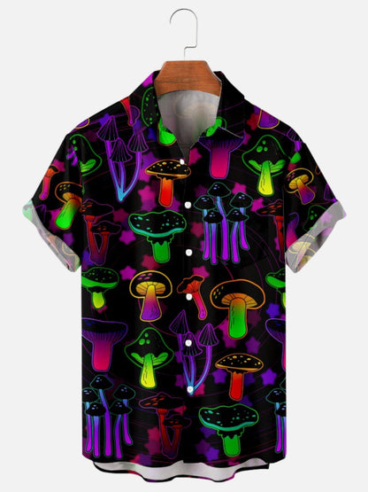 Magic Mushroom Fashion Casual Print Men's Short Sleeve Shirt