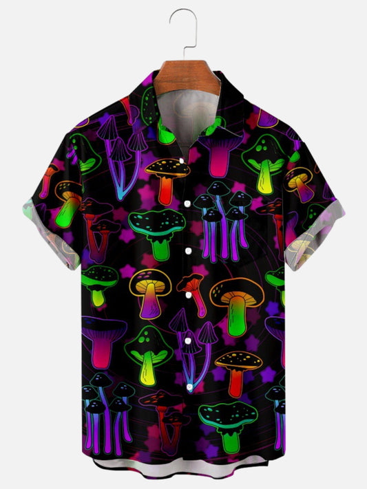 Magic Mushroom Fashion Casual Print Men's Short Sleeve Shirt