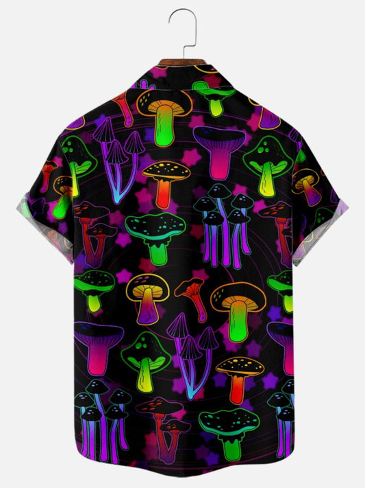 Magic Mushroom Fashion Casual Print Men's Short Sleeve Shirt