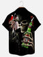 Men's Skull Beer Print Hawaiian Short Sleeve Shirt