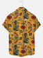 Yellow Splash Tattoo Print Hawaiian Short Sleeve Shirt