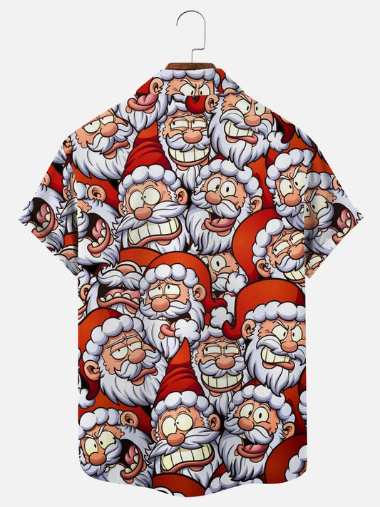 Crazy Santa Print Short Sleeve Shirt