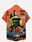 Vintage Halloween Print Men's Casual Short Sleeve Shirt