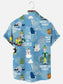 Blue Elf Christmas Print Casual Short Sleeve Shirt