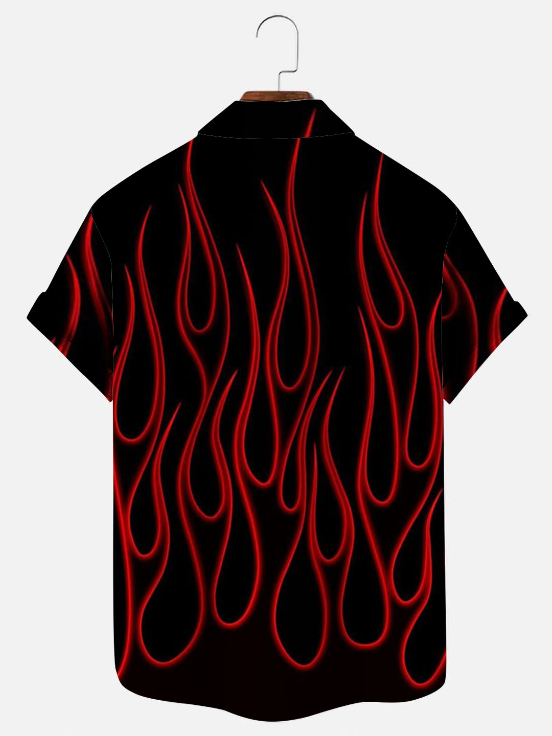 Men's Flame Print Fashion Hawaiian Short Sleeve Shirt