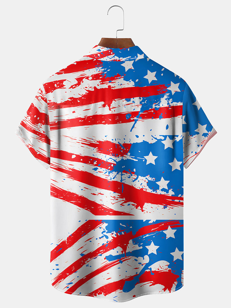 Men'S Dinosaur And Flag Print Shirt