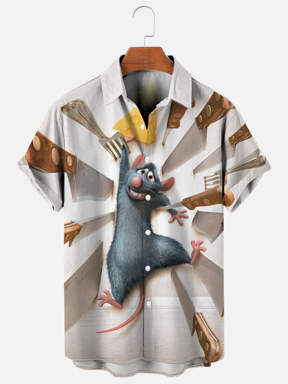 Men's Ratatouille Movie Poster Print Hawaiian Short Sleeve Shirt