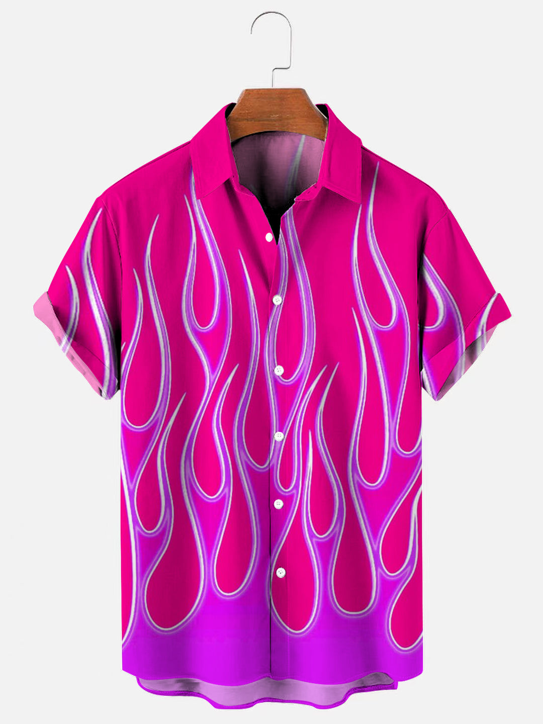 Men's Flame Print Fashion Hawaiian Short Sleeve Shirt