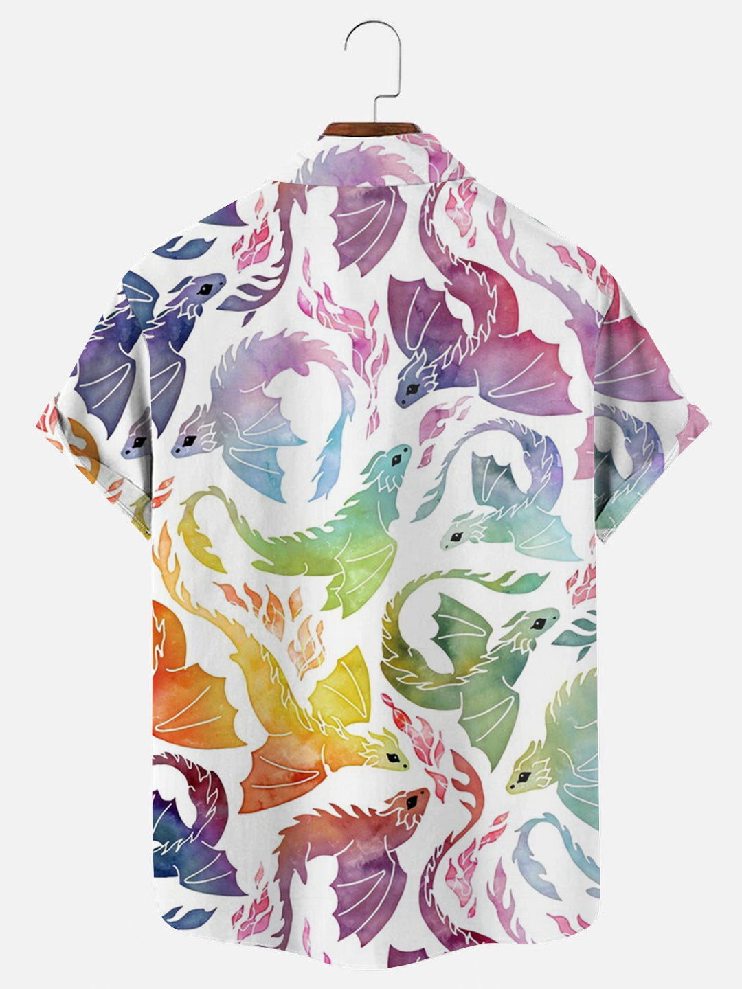 Men's Rainbow Dragon Print Hawaiian Short Sleeve Shirt