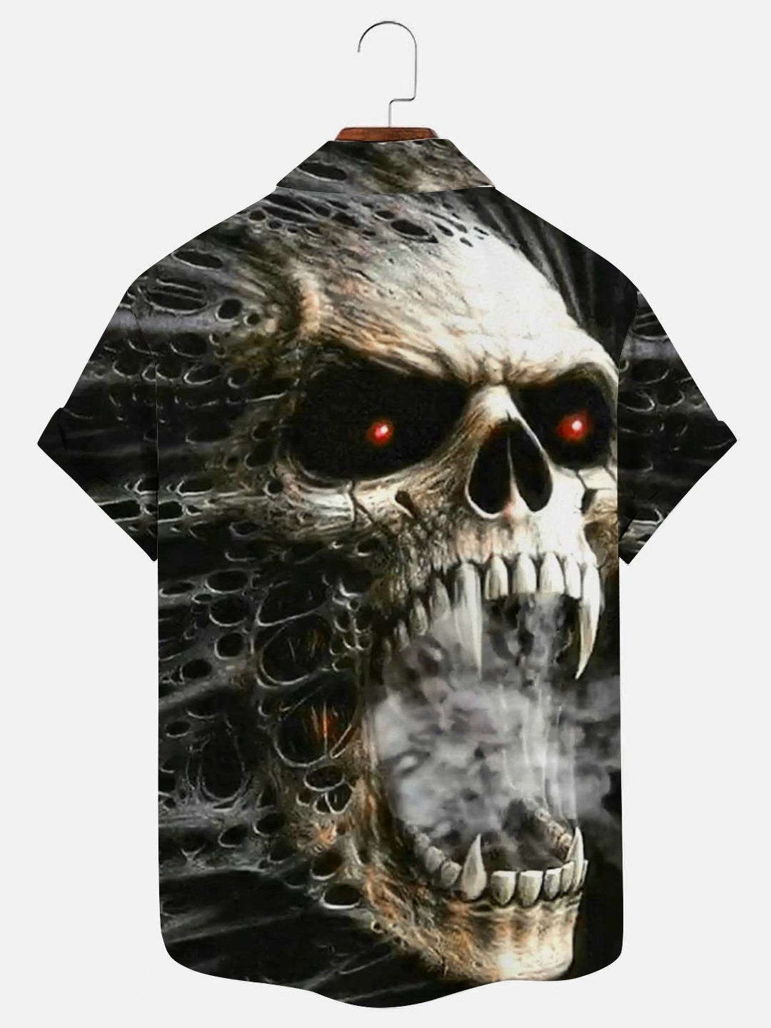 Men's Skull Print Hawaiian Casual Short Sleeve Shirt