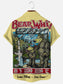 Men's Vintage Beer Bear Print Hawaiian Short Sleeve Shirt