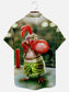 Men's Cartoon Chicken Boxing Ring Print Hawaiian Short Sleeve Shirt