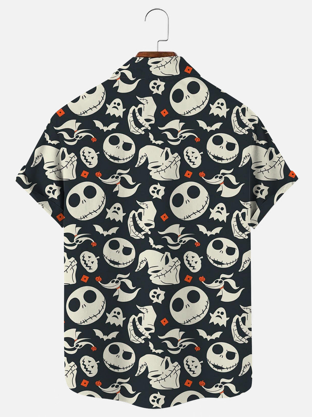 Men's Halloween Jack Skull Print Hawaiian Short Sleeve Shirt