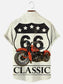 Men's Retro Classic Route 66 Motorcycle Print Hawaiian Short Sleeve Shirt