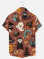 Men's Pumpkin Halloween Cartoon Vampire Print Hawaiian Short Sleeve Shirt