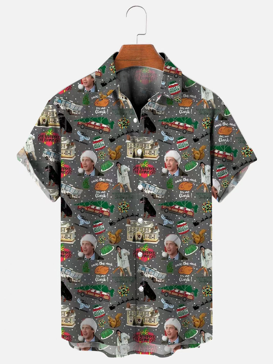 Men's National Lampoon Christmas Holiday Graphic Print Christmas Short Sleeve Shirt