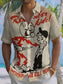 Men's 70's Vintage Electricity Warning Logo Print Hawaiian Short Sleeve Shirt