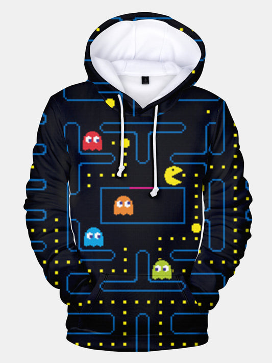 Men's Cartoon Game Print Long Sleeve Hoodie